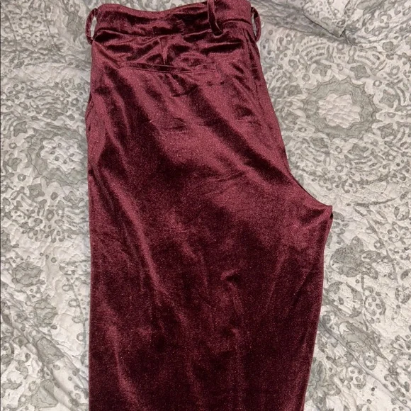 Elegant Burgundy Velvet Blazer with Black Lapel and pants - Picture 11 of 15